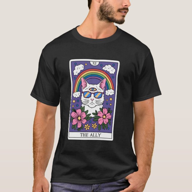 Ally Cat Tarot-kort Pride-solglasögon 2 T Shirt (Framsida)