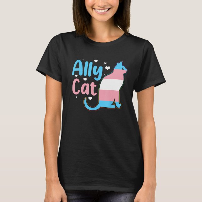 Ally Cat Transgender Pride Cat Kitten HGBT Trans T Shirt (Framsida)