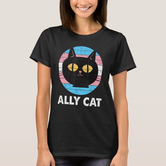 Ally Cat Transgender Pride Cat Kitten HGBT Trans T Shirt (Framsida)