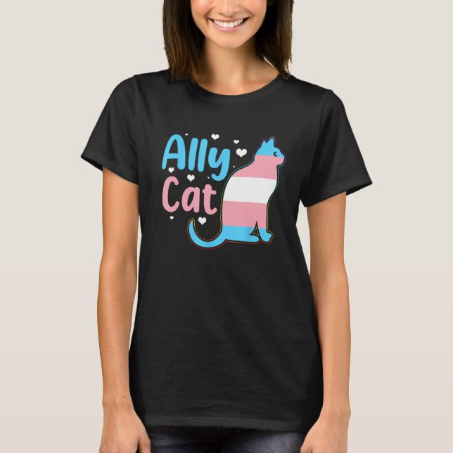 Ally Cat Transgender Pride  Cat Kitten LGBT Trans  T Shirt (Framsida)