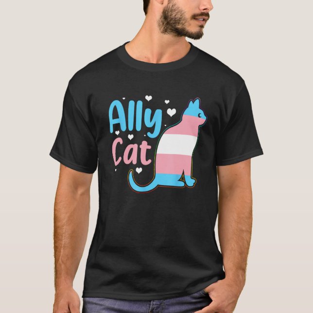 Ally Cat Transgender Pride  Cat Kitten LGBT Trans  T Shirt (Framsida)