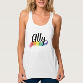 ALLY eller Anpassat Namn HBTQ Stöd Regnbågsstolthe Linne Med Racerback
