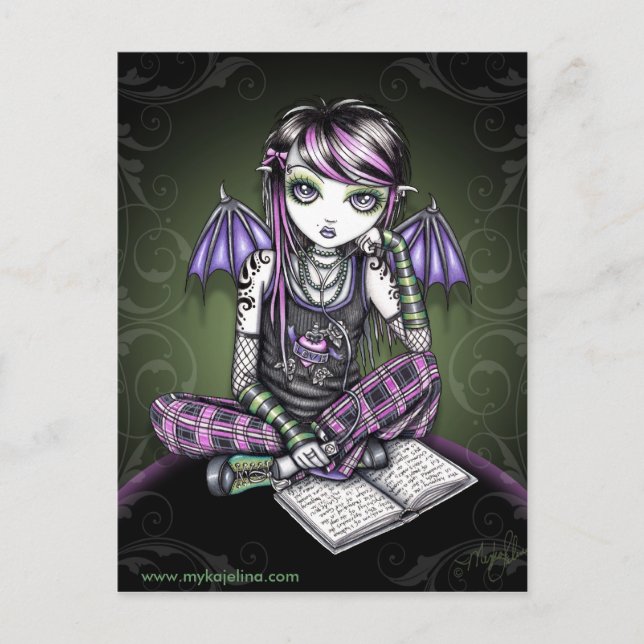 Ally Fladdermus Winged Emo Ipod Fairy Postcard Vykort (Framsida)