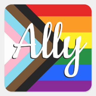 Ally | Flagga för Pride Fyrkantigt Klistermärke