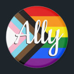 Ally | Flagga för Pride Magnet<br><div class="desc">Visning Progress-Pridet Ally magnet för att visa ert stöd för HGBTQ -gruppen, inklusive transindivider, människor i färg och personer som lever med hiv/AIDS, samt lesbiskar, homosexuella och bisexuella. Synlighet är viktigt! 🌈 finns även i andra storlekar - välj före beställning. 💖 Du kan också anpassa texten. 💜 Denna punkt tjänar...</div>