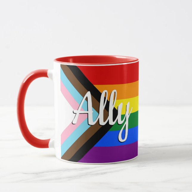Ally | Flagga för Pride | NAMN Mugg (Vänster)