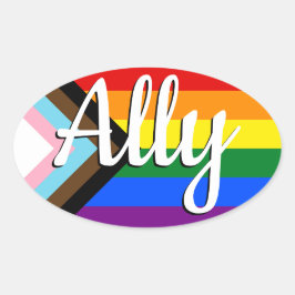 Ally | Flagga för Pride Ovalt Klistermärke