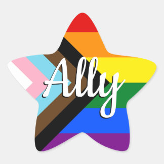 Ally | Flagga för Pride Stjärnformat Klistermärke