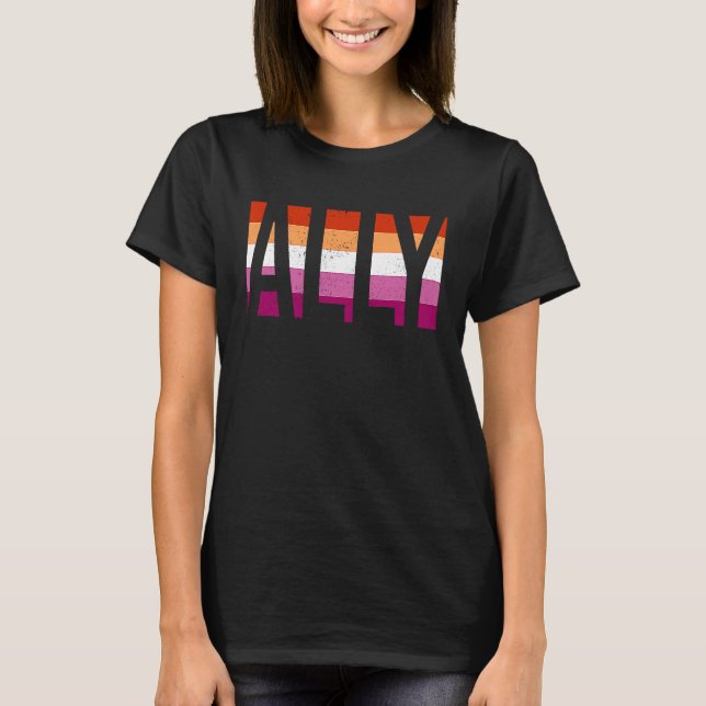 Ally Gay Pride Month LGBT Lesbian Flag Equal Right T Shirt (Framsida)