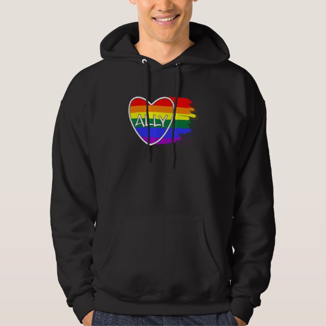 Ally Heart Kärlek Pride Month Lgbtq Lesbisk Bise B Hoodie (Framsida)