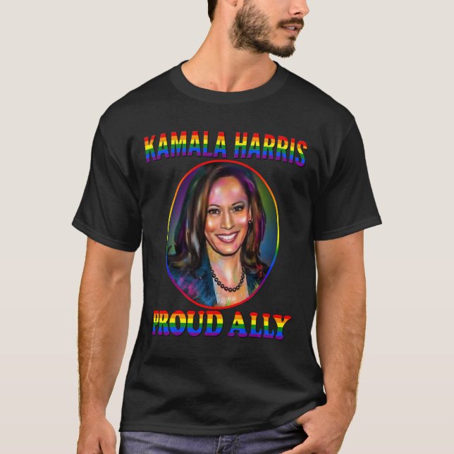 Ally Kamala Harris Vår vp Lgbt Flagga Mont T Shirt (Framsida)