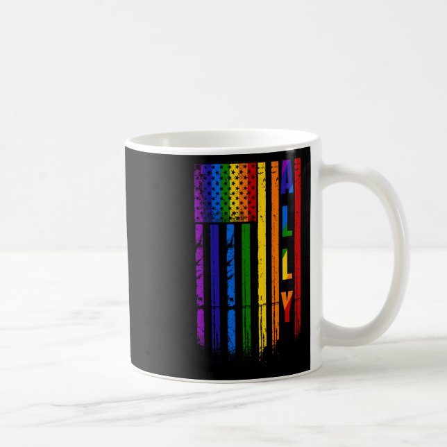 Ally Lgbt Lgbtq Rainbow Pride American Flagga 4th  Kaffemugg (Höger)