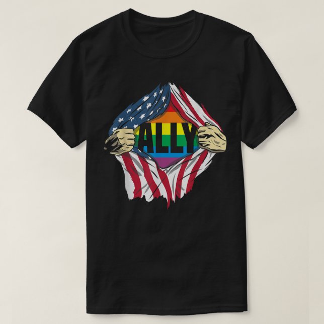 Ally LGBTQ Movement Gay Transgender Pride Parad T Shirt (Design framsida)