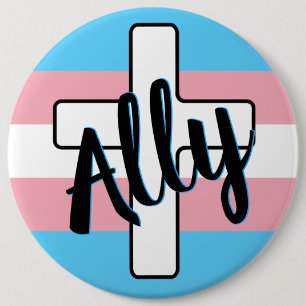 Ally och Kor med Trans Pride Flagga Button Knapp