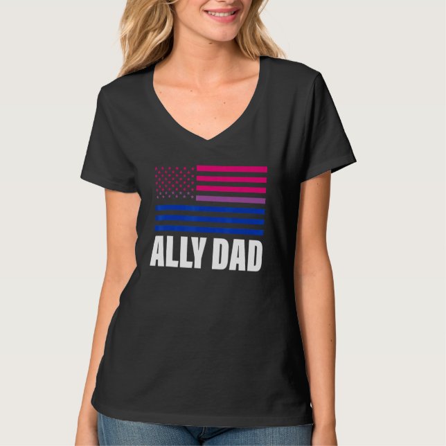 Ally Pappa Bisexual Flagga Lgbt Gay pride T Shirt (Framsida)