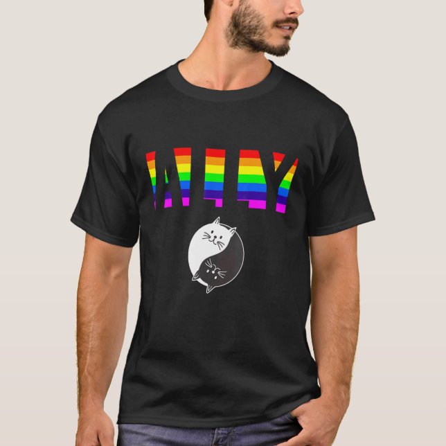 Ally Pride LGBTQ Equality Rainbow Lesbisk Gay Tran T Shirt (Framsida)
