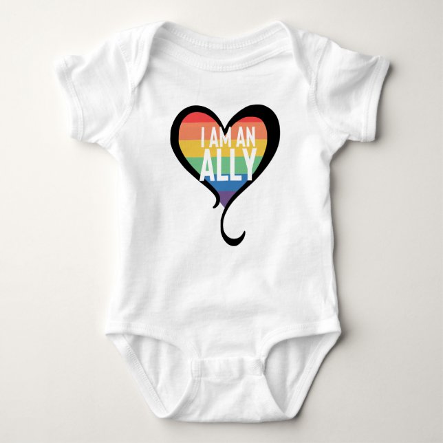 Ally Pride Rainbow Baby Bodykosty T Shirt (Framsida)