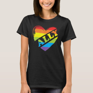 Ally Rainbow Heart Kärlek LGBTQ Community Pride Ge T Shirt