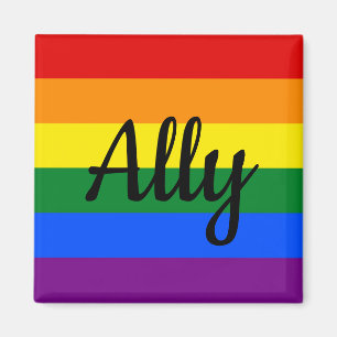 Ally Rainbow Pride Flagga Magnet