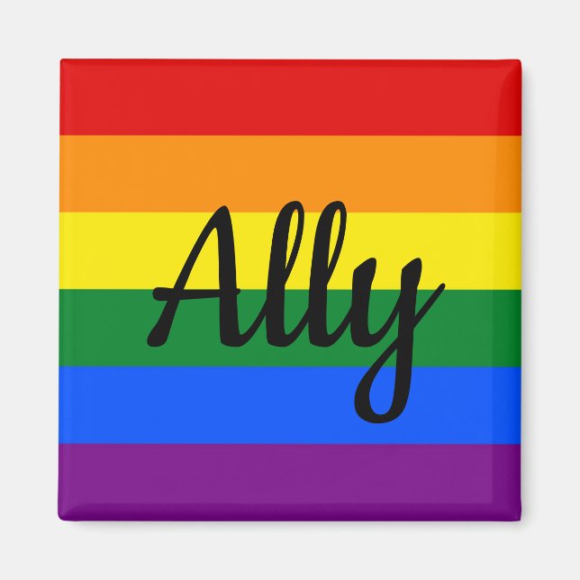 Ally | Rainbow Pride Flagga Magnet (Framsidan)