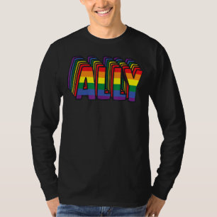 Ally Retro Aesthetic Lgbtq Rainbow Pride T Shirt