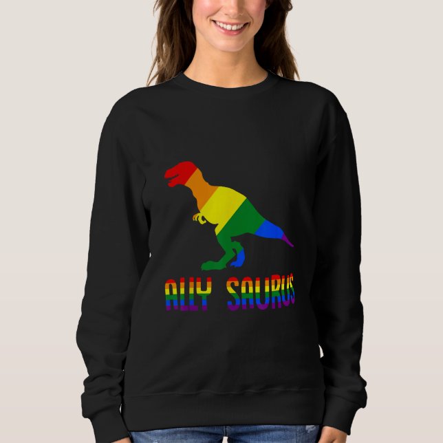Ally saurus rex LGBTQ flag Gay Pride month T Shirt (Framsida)