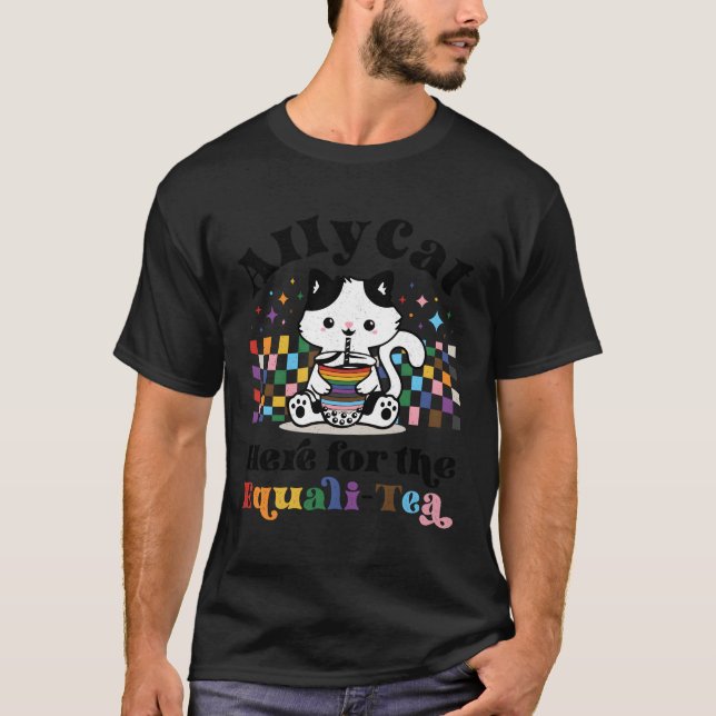 Allycat här för Pridet Equali-Tea Lgbtq Trans T Shirt (Framsida)