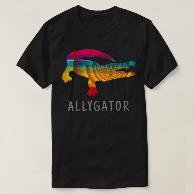 Allygator LGBT Ally Rainbow Flagga Alligator Pride T Shirt (Design framsida)