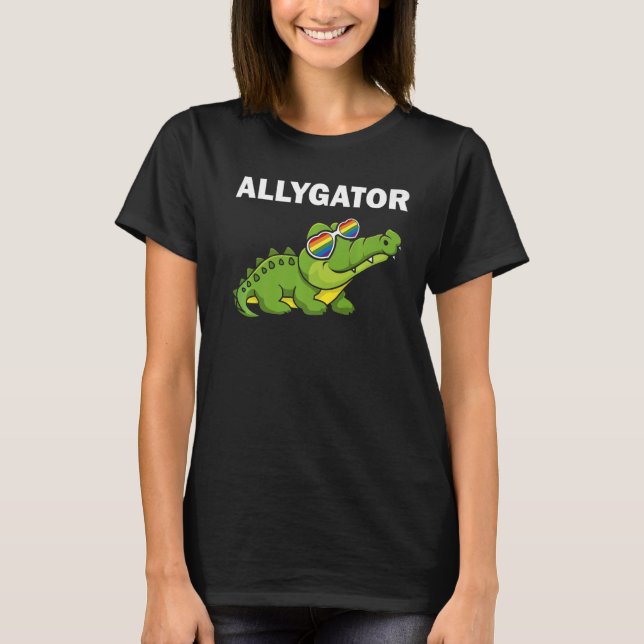 Allygator Rak Ally Alligator LGBTQ+ Gay Suppo T Shirt (Framsida)