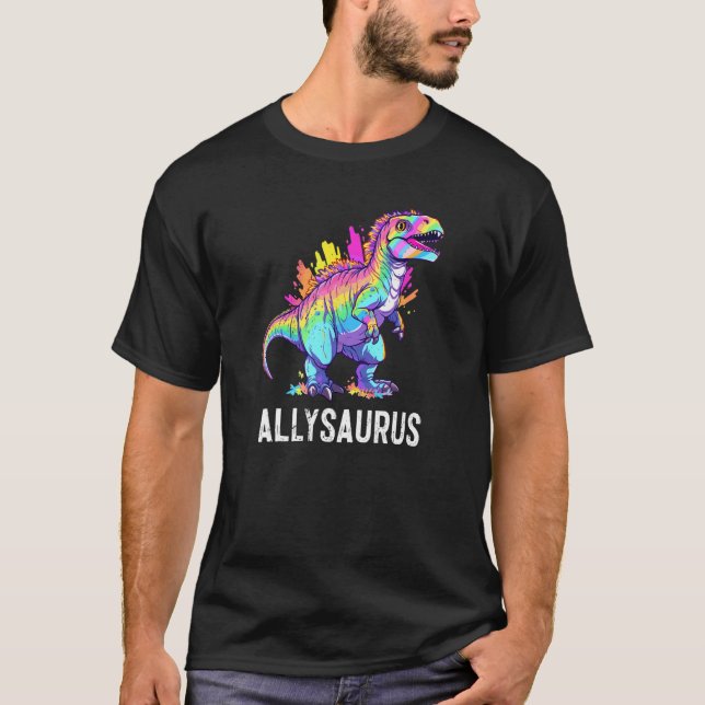 Allysaurus Dinosaur Funny Dino Ally Pride Equality T Shirt (Framsida)