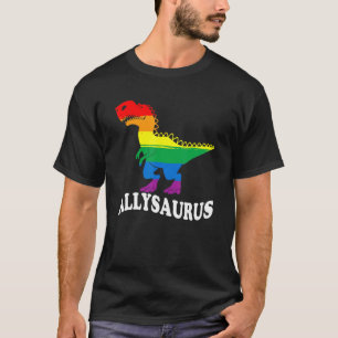 Allysaurus doinosaur i regnbåge Flagga för ally lg T Shirt