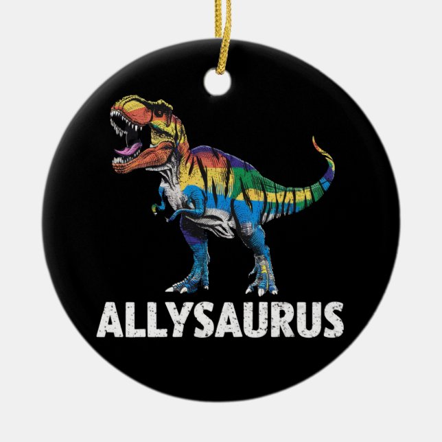 Allysaurus HBT Dinosaur Regnbågsflagga Ally HBT  Julgransprydnad Keramik (Framsidan)