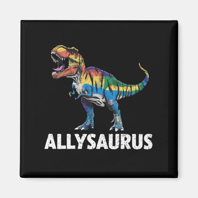 Allysaurus HBT Dinosaur Regnbågsflagga Ally HBT  Magnet (Framsidan)