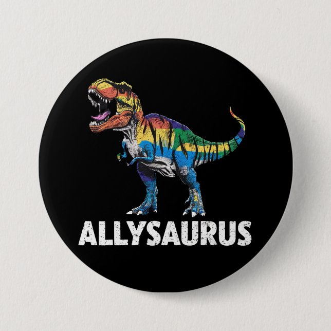 Allysaurus LGBT Dinosaur Rainbow Flagga Ally LGBT Knapp (Framsida)