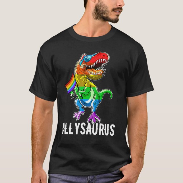 Allysaurus Lgbt Dinosaur Rainbow Pride Flagga Gay  T Shirt (Framsida)