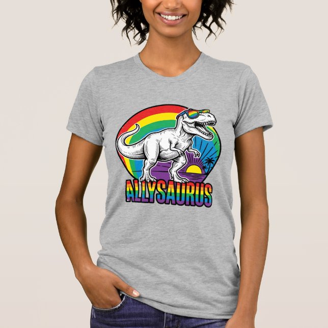 Allysaurus Regnbåge Dinosaur Vintage T-Shirt Desig (Framsida)