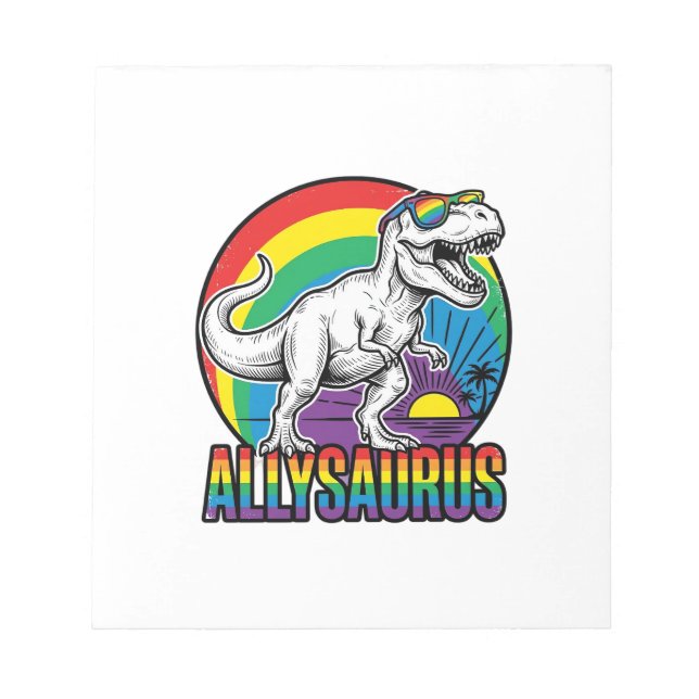 Allysaurus Regnbåge Dinosaur Vintage T-Shirt Desig Anteckningsblock (Framsida)