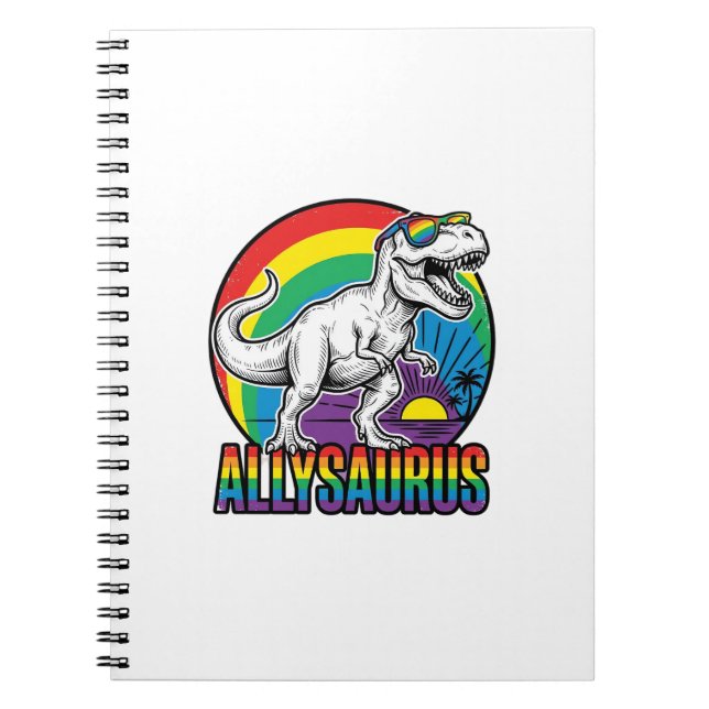 Allysaurus Regnbåge Dinosaur Vintage T-Shirt Desig Anteckningsbok (Framsidan)
