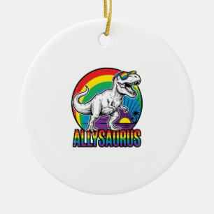 Allysaurus Regnbåge Dinosaur Vintage T-Shirt Desig Julgransprydnad Keramik