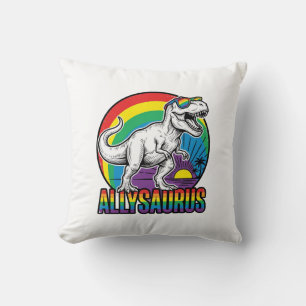 Allysaurus Regnbåge Dinosaur Vintage T-Shirt Desig Kudde