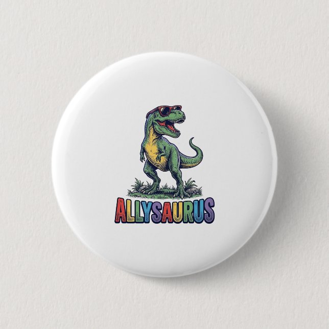 Allysaurus Vintage Dinosaur Solglasögon T-Shirt De Knapp (Framsida)