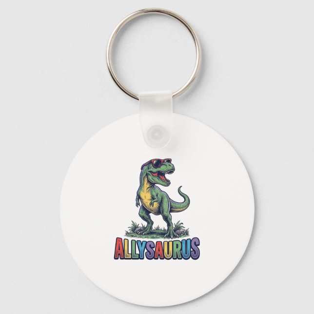 Allysaurus Vintage Dinosaur Solglasögon T-Shirt De Nyckelring (Framsida)