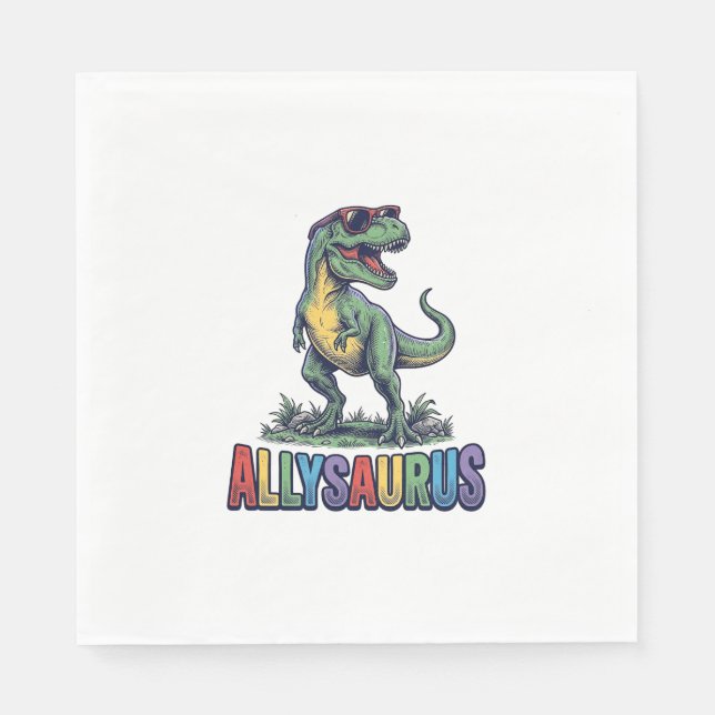 Allysaurus Vintage Dinosaur Solglasögon T-Shirt De Pappersservett (Framsidan)