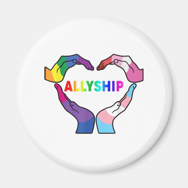 Allyship Heart LGBT Support Protection Kids Rainbo Magnet (Framsidan)