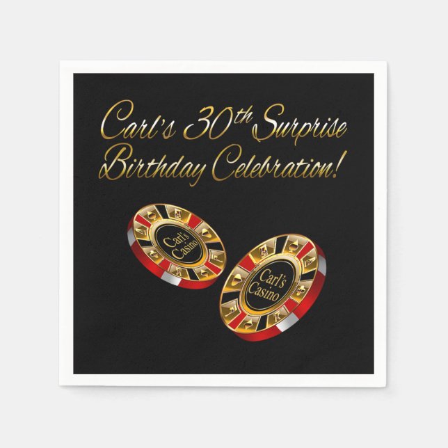 ALLYSON Casino Stil Party FRÅGAR MIG 4 NAMN I CHIP Pappersservett (Framsidan)