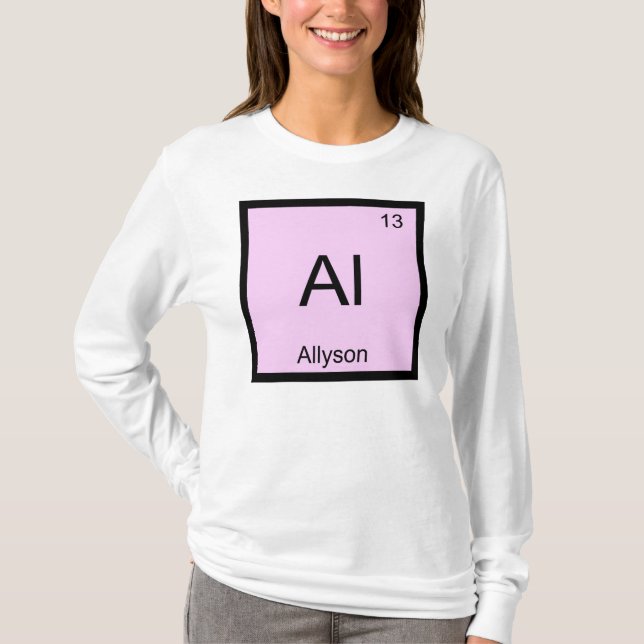 Allyson Namn kemi Inslag Periodic Bord Tee (Framsida)