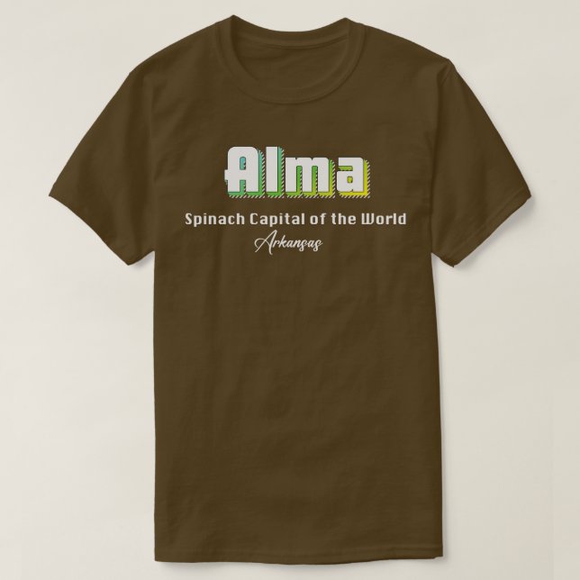 Alma Arkansas Gult Text T Shirt (Design framsida)