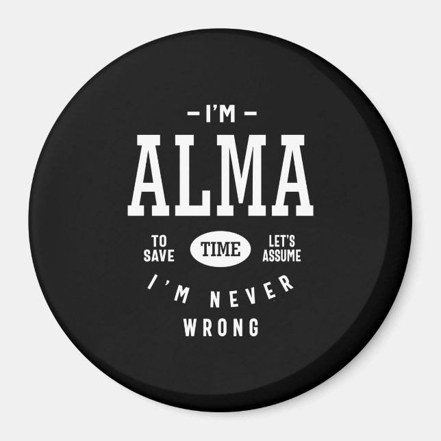 Alma Personlig Namn Birthday Magnet (Framsidan)