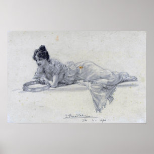 Alma-Tadema - återanpassning av kvinnor till Tambo Poster