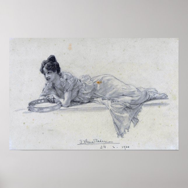 Alma-Tadema - återanpassning av kvinnor till Tambo Poster (Framsidan)